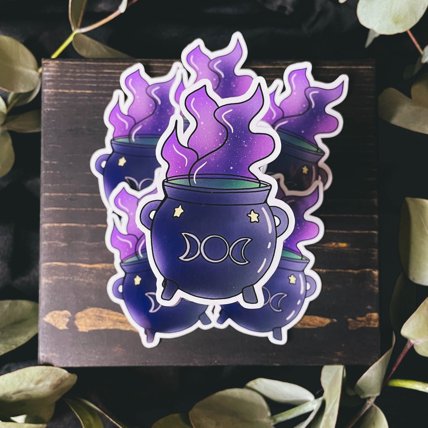 Spooky Witch Cauldron Vinyl Sticker | 3"