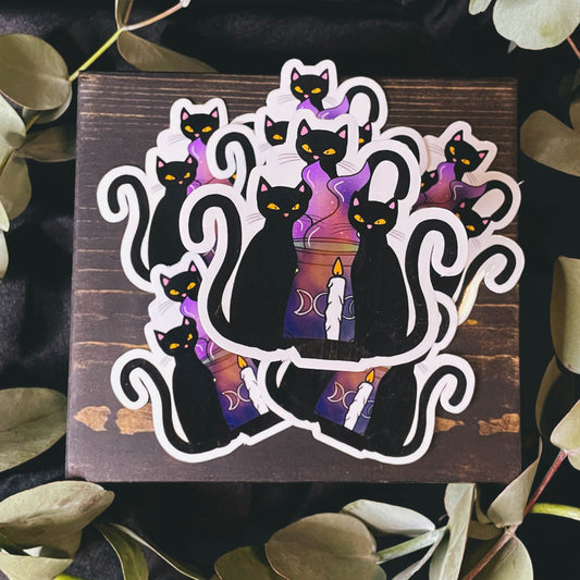 Witchy and Magical Cat Cult Vinyl Sticker | 3'