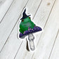 Magical Frog Witch on Purple Mushroom Vinyl Sticker | 3"