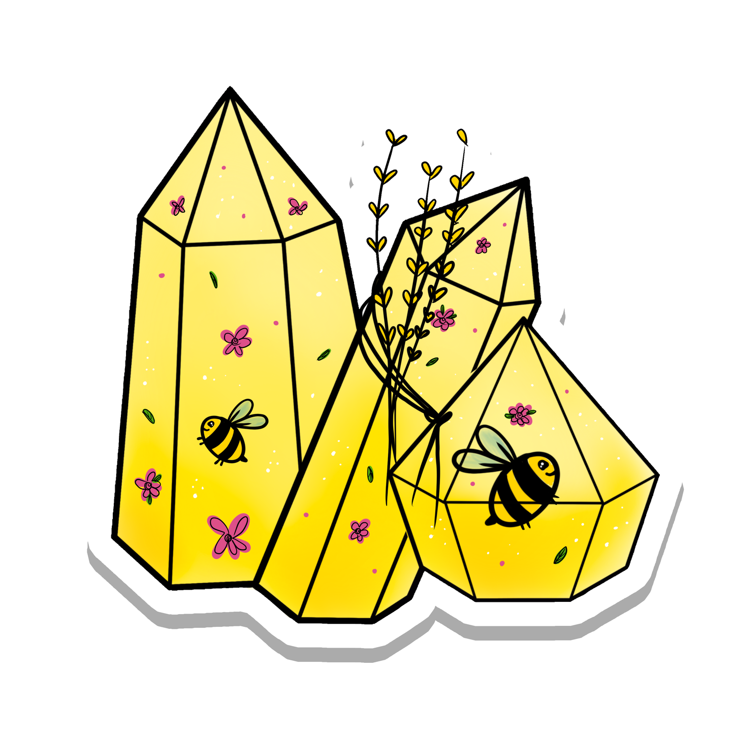 Yellow Bumble Bee Crystal Vinyl Sticker | 3"