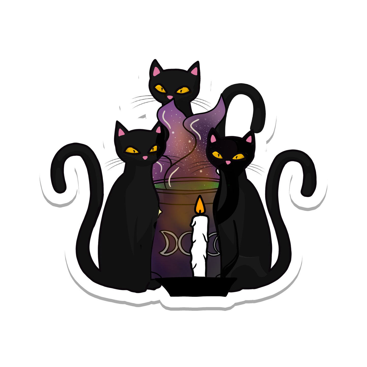 Witchy and Magical Cat Cult Vinyl Sticker | 3'